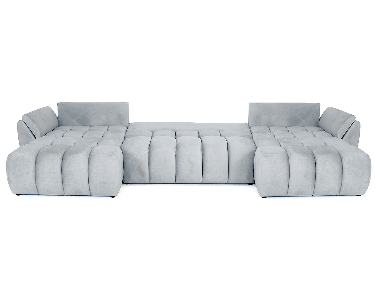 Canapé d'angle en U avec fonction couchage Oti, Monolith gris clair (84)