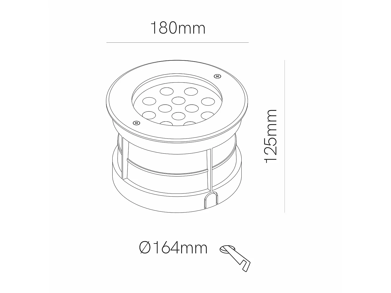 Sigma 12 LED inbouw vloerspot, 3000K, IP65 ronde spot, 30° stralingshoek, 304 roestvrij staal, zilverkleurige afwerking - Beneito & Faure