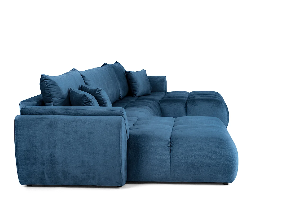 Canapé d'angle en U avec fonction couchage Oti, Monolith bleu foncé (77)