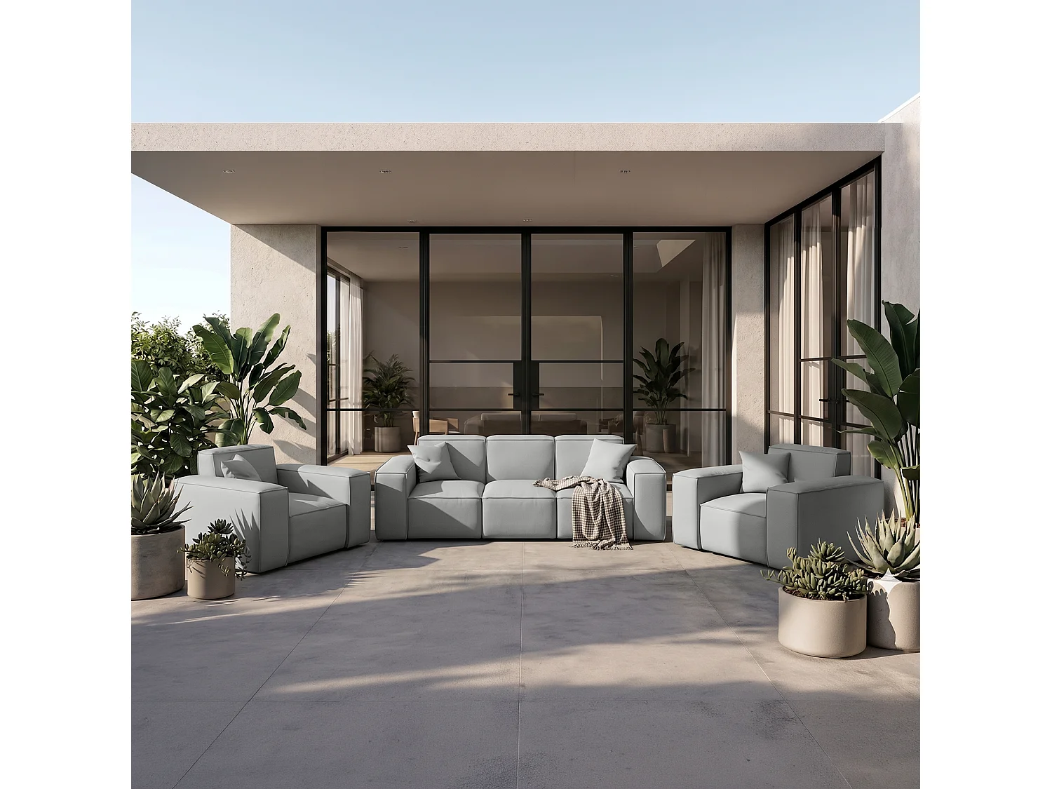 Zestaw 3+1+1 Patio, tkanina Odyssey, cement (02)