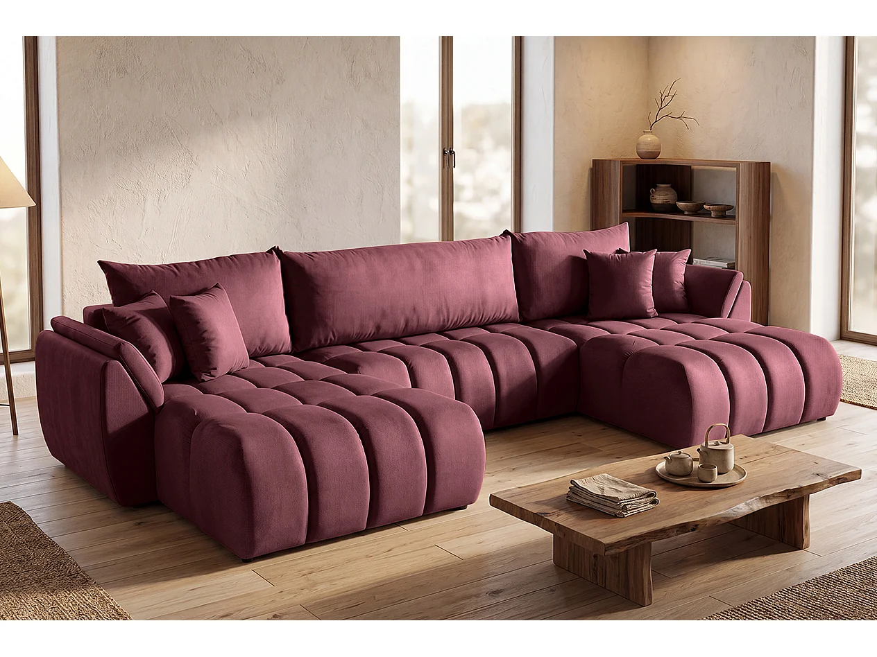 Canapé d'angle en U avec fonction couchage Oti, Monolith prune (69)