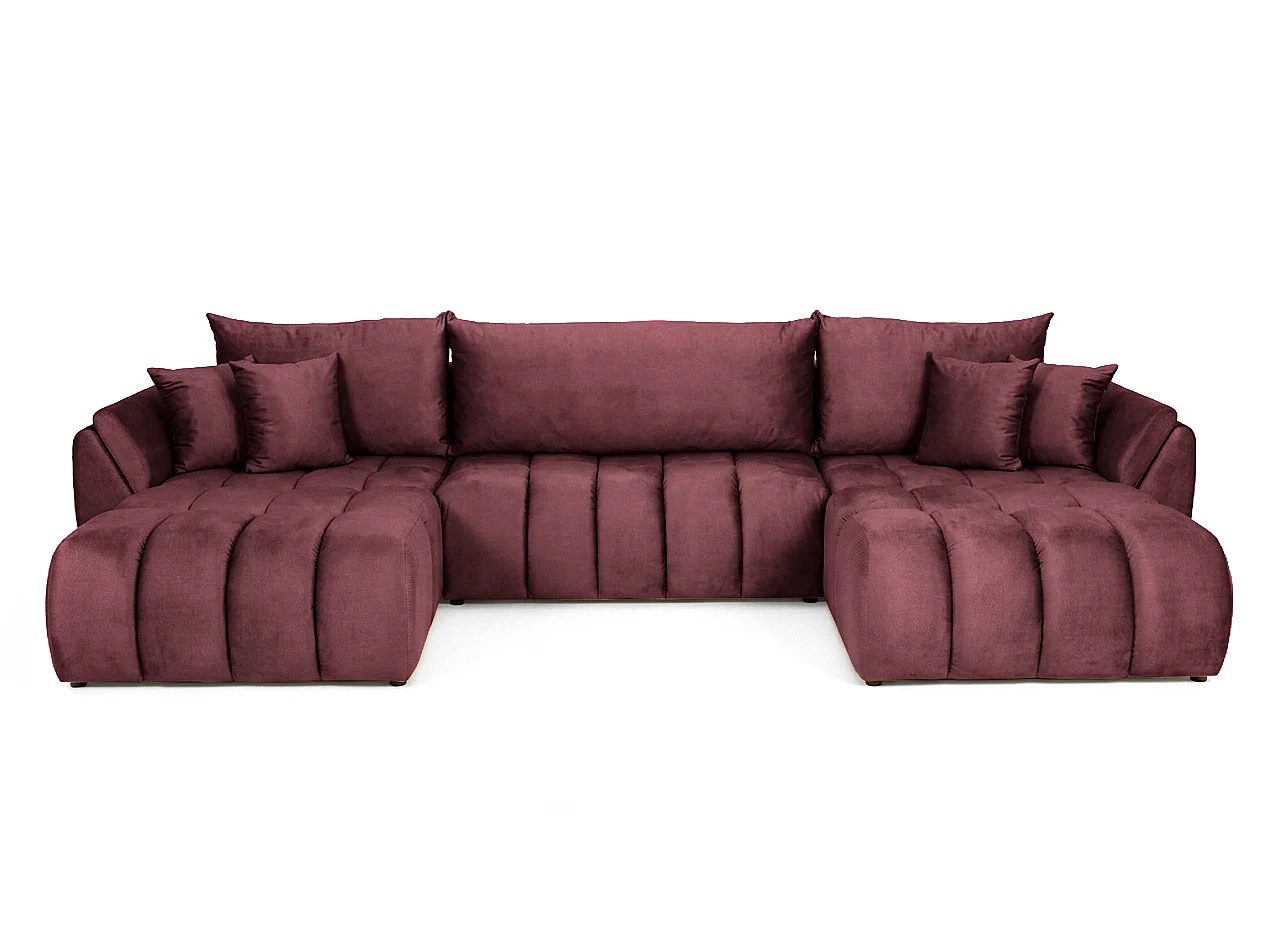 Canapé d'angle en U avec fonction couchage Oti, Monolith prune (69)