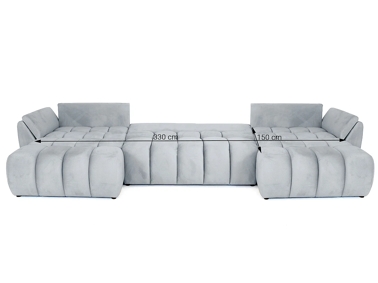 Canapé d'angle en U avec fonction couchage Oti, Monolith prune (69)