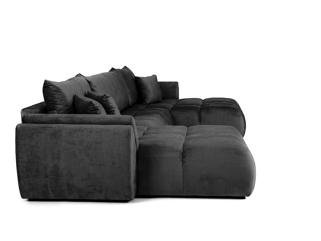 Canapé d'angle en U avec fonction couchage Oti, Monolith gris (95)