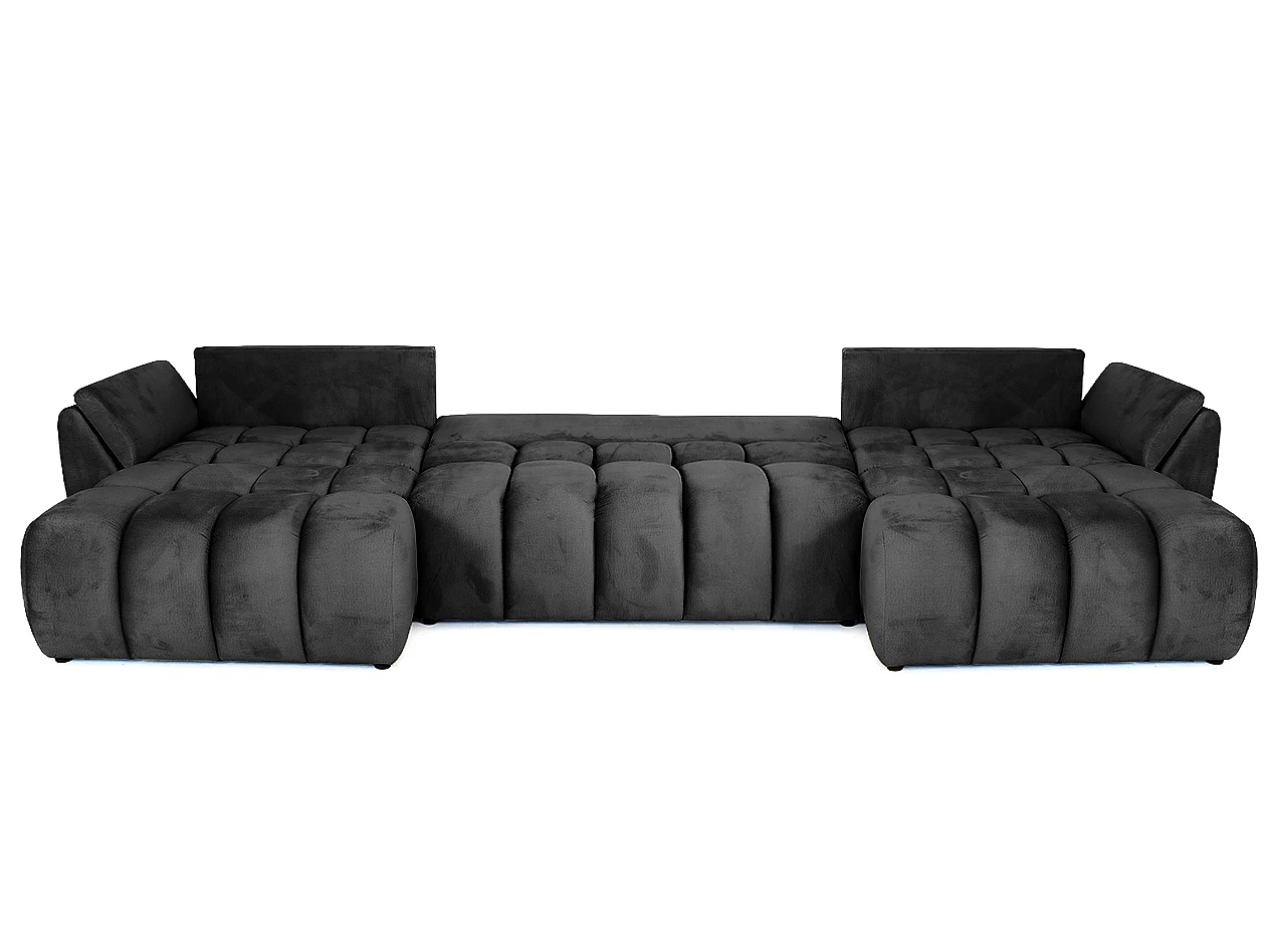Canapé d'angle en U avec fonction couchage Oti, Monolith gris (95)