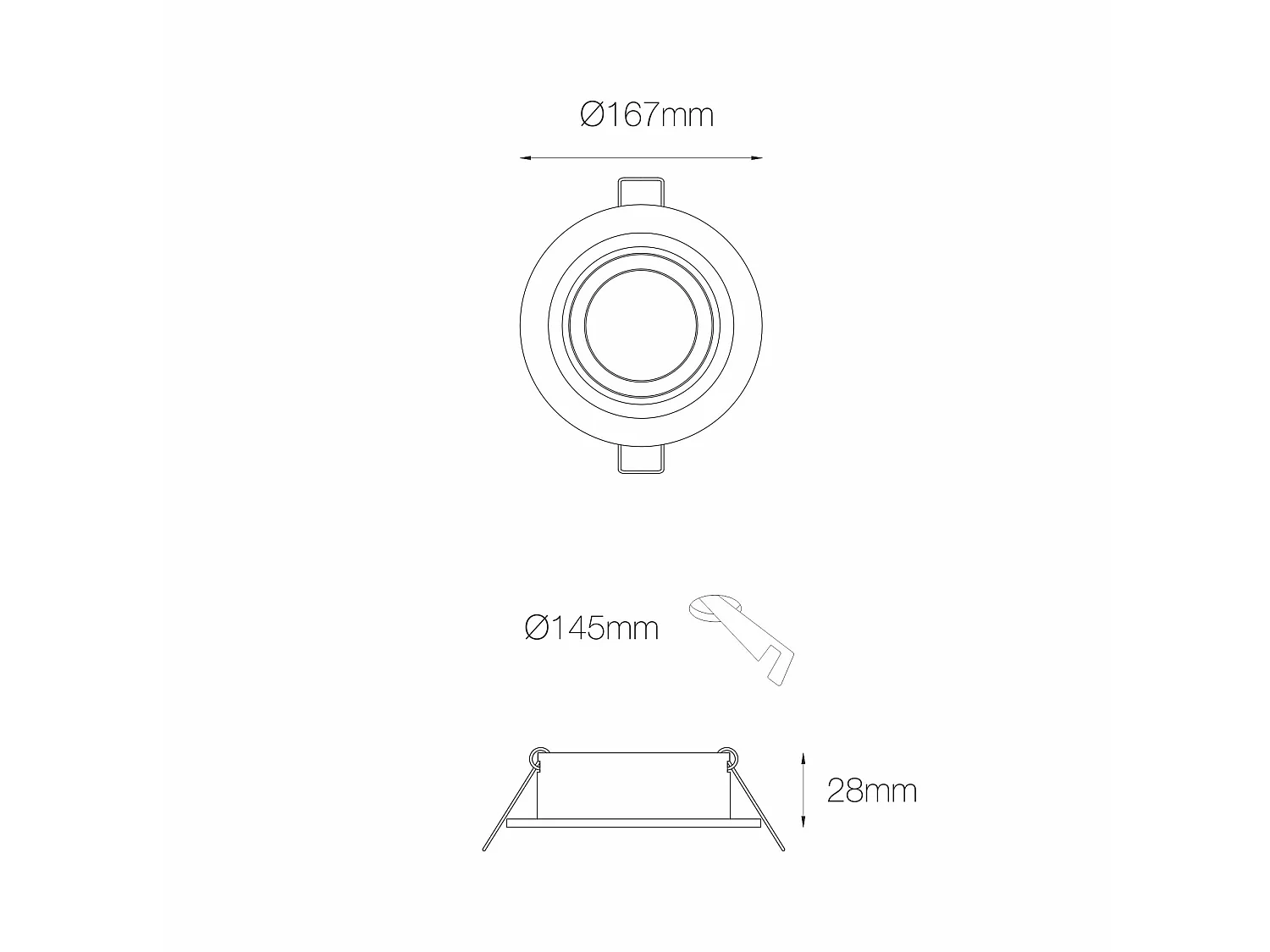 Avant R 111 mm Einbaustrahler für GU10-Leuchtmittel, mattschwarzer Aluminiumrahmen, 45° neigbar und verstellbar - Beneito & Faure