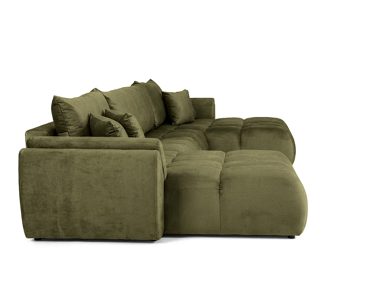 Canapé d'angle en U avec fonction couchage Oti, Monolith olive (38)