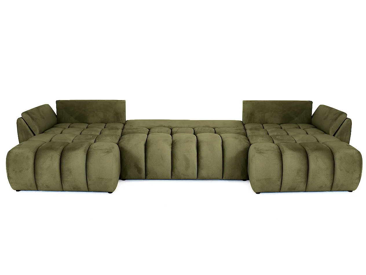Canapé d'angle en U avec fonction couchage Oti, Monolith olive (38)