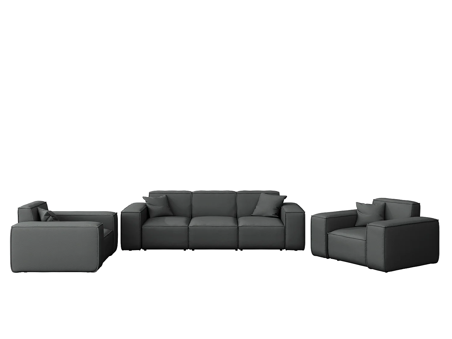 Patio 3+1+1-set, Odyssey-stof, antraciet (03)