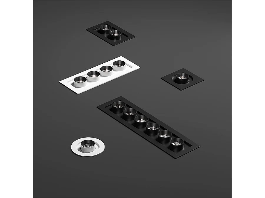 MINI OXO SQ 6W 42º LED-inbouwspot met CCT-schakeltechnologie 2700K/3200K/4000K, matzwarte afwerking - Beneito & Faure