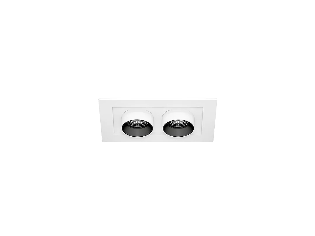 Mini spot encastré LED rectangulaire Oxo 2 lumières 12 W, 42°, interrupteur CCT 2700 K/3200 K/4000 K, blanc mat - Beneito & Faure Technical Lighting