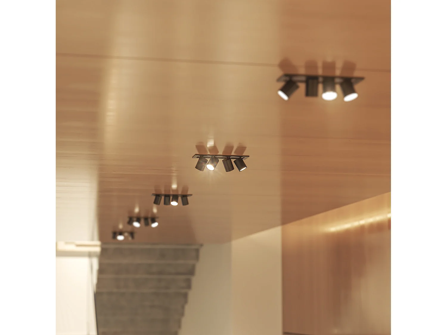 Mini spot encastré LED rectangulaire Oxo 2 lumières 12 W, 42°, interrupteur CCT 2700 K/3200 K/4000 K, blanc mat - Beneito & Faure Technical Lighting