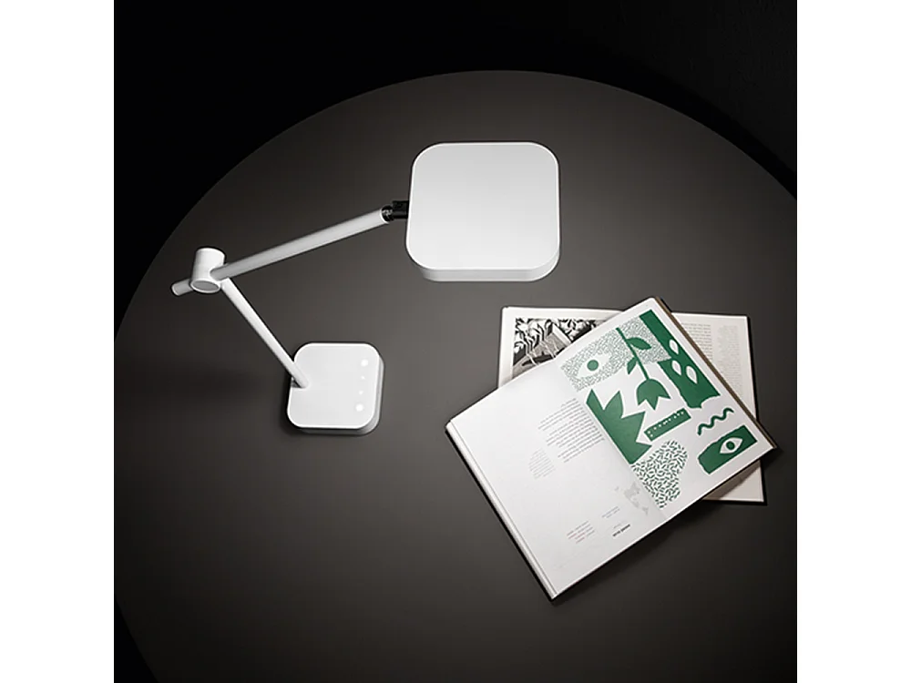 Candeeiro de Mesa LED 8W com Controlos Táteis e Porta USB, Design Moderno em Plástico Branco, Tecnologia de Intensidade Regulável, 37cm - Perenz