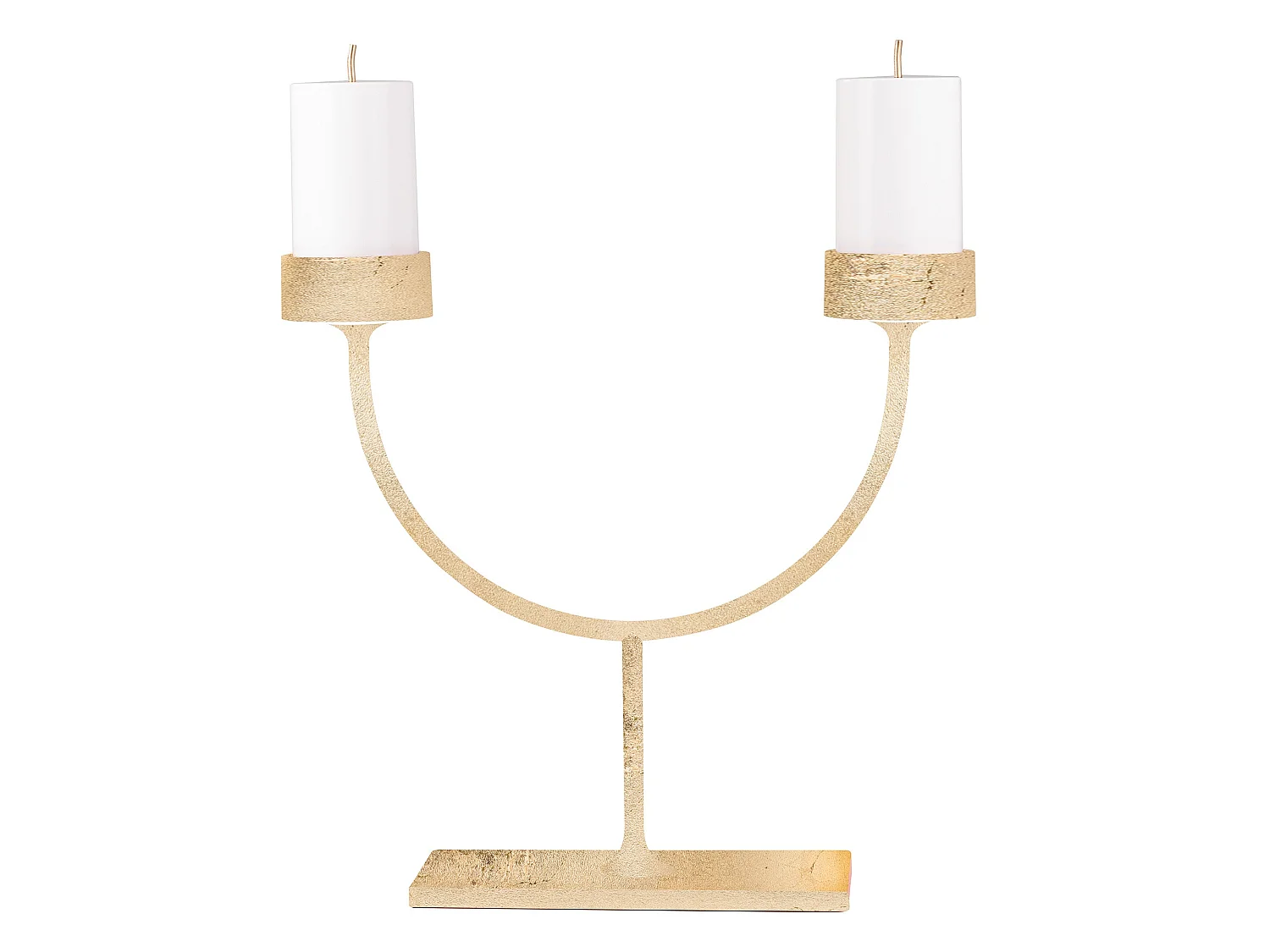Perpetua Lampada da Tavolo a Due Bracci LED senza fili Finitura Foglia Oro Design Candelabro Struttura in Alluminio Pressofuso Ricaricabile IP54