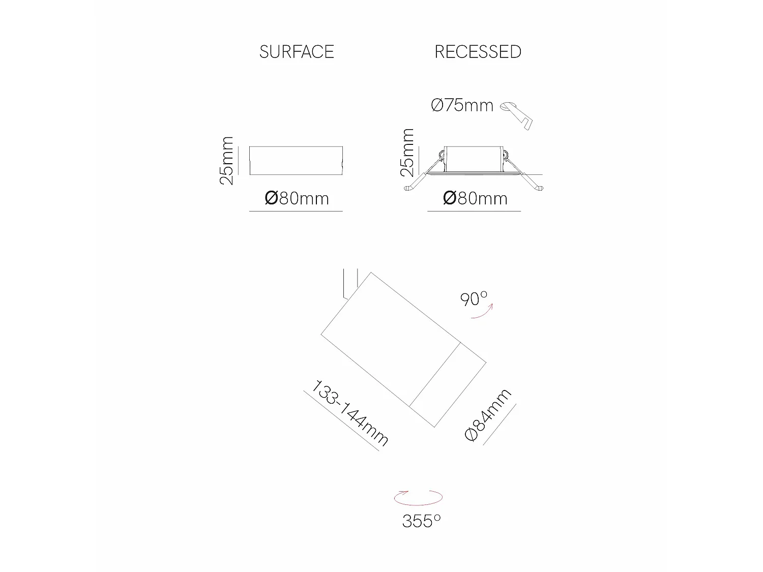 Crown Base 25W LED-Strahler verstellbar mattweiß, Winkel 24º/60º, Farbtemperatur 2700K/3200K/4000K, Farbwiedergabe CRI > 90 - Beneito & Faure