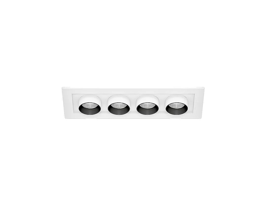 Mini Oxo Rect 4-flammiger LED-Einbaustrahler, 24 W, Farbtemperaturschalter 2700 K/3200 K/4000 K, Mattweiß, 355° verstellbar, Beneito & Faure