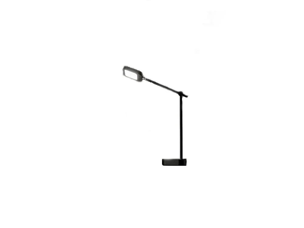 Lámpara de mesa LED 8W con control táctil y USB, diseño moderno en plástico negro, regulación por pasos, altura 37 cm - Perenz