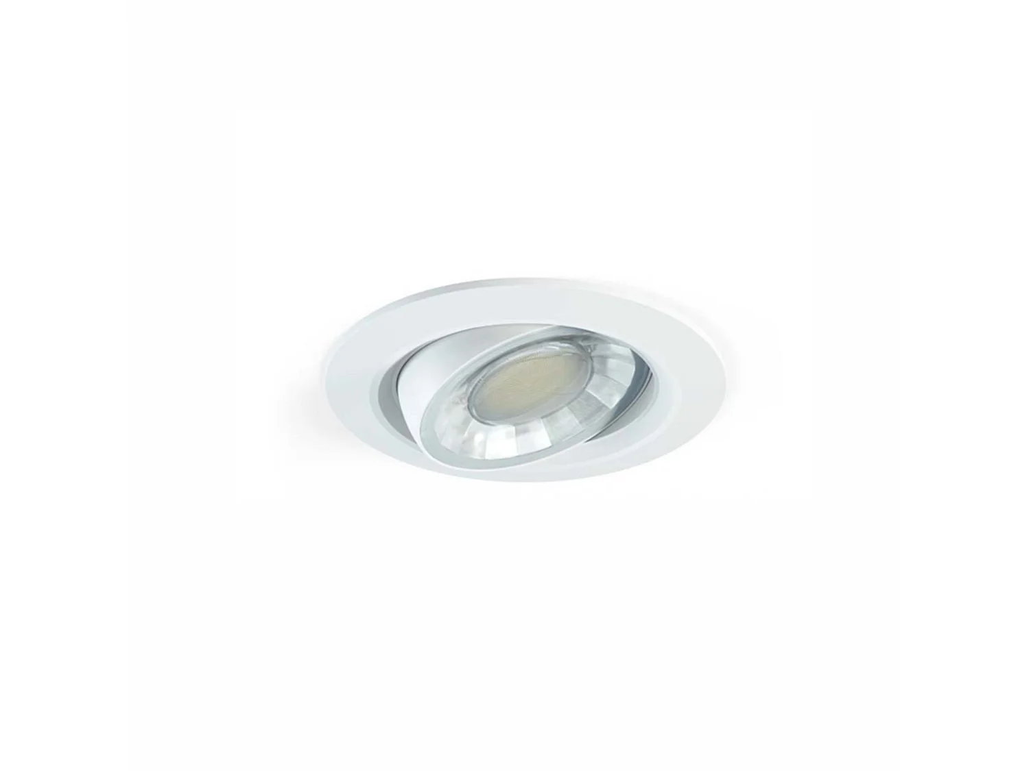 Spot encastré LED COMPAC R 8W, orientable à 90°, avec interrupteur, température de couleur 2700K/3000K/4000K, IP44, rond, blanc mat - Beneito & Faure
