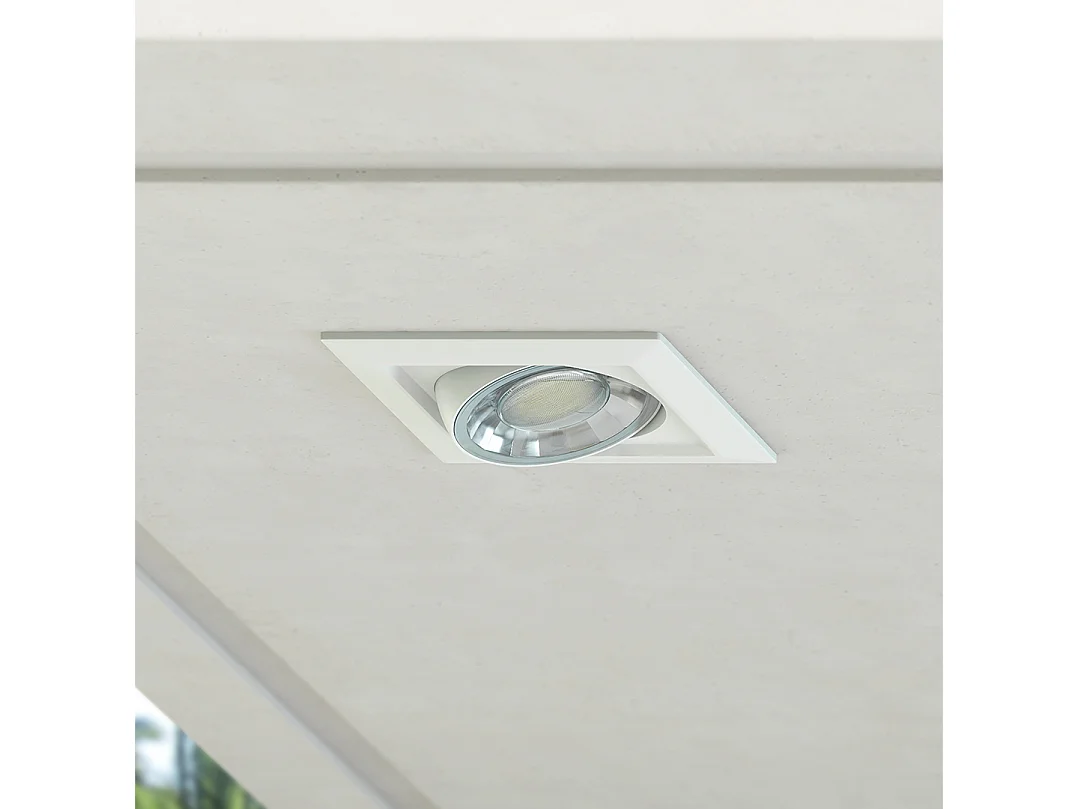 Spot encastré LED COMPAC R 8W, orientable à 90°, avec interrupteur, température de couleur 2700K/3000K/4000K, IP44, rond, blanc mat - Beneito & Faure