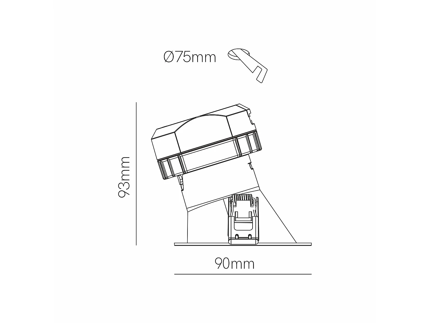 Spot LED encastré asymétrique Pulcom R 8W 38° Beneito & Faure, blanc mat, intérieur, sélecteur température de couleur 2700K / 3200K / 4000K