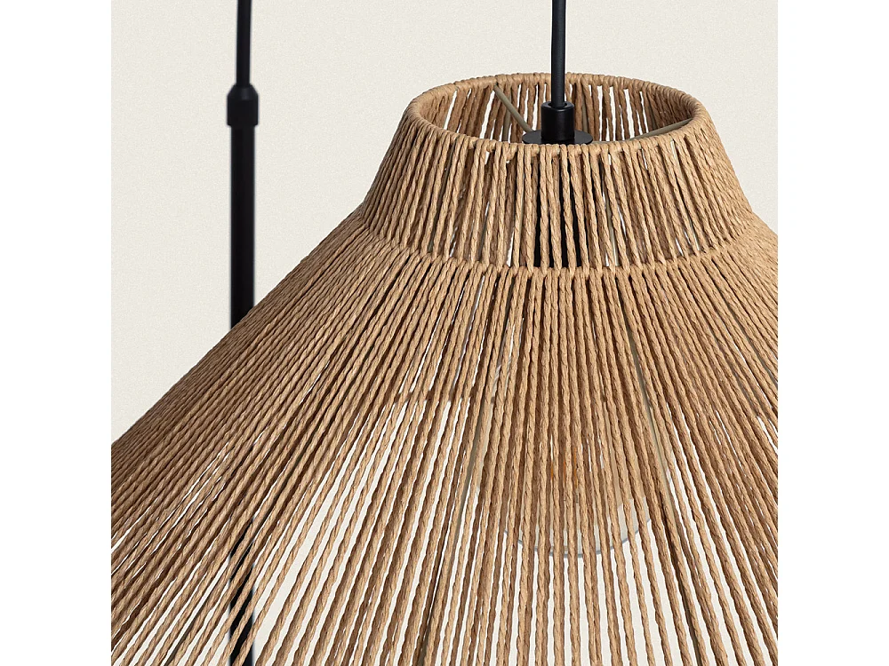 Vano - Lampadaire en métal avec abat-jour en corde H155cm - Bois clair