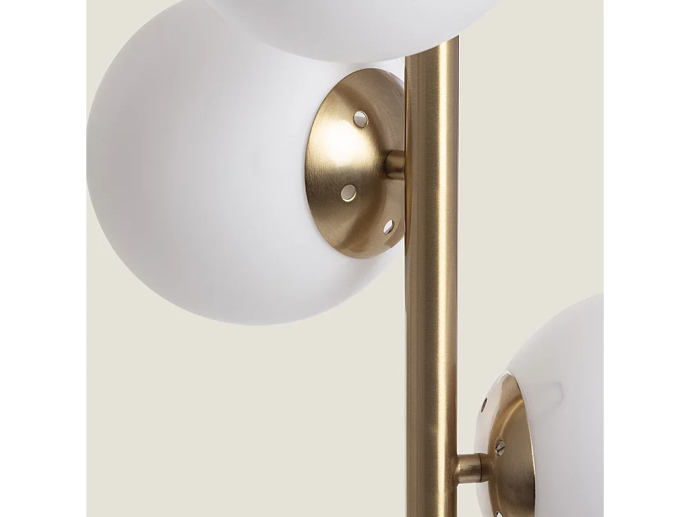 Kano - Lampadaire avec 3 points lumineux en verre H148cm - Laiton