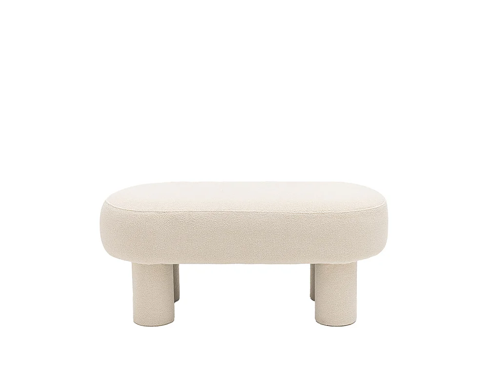 Ploom - Banc arrondi en tissu bouclette L105cm - Crème