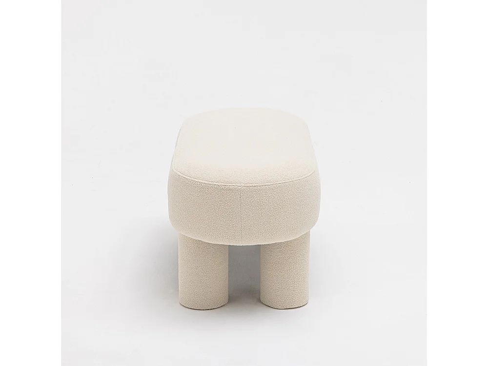 Ploom - Banc arrondi en tissu bouclette L105cm - Crème