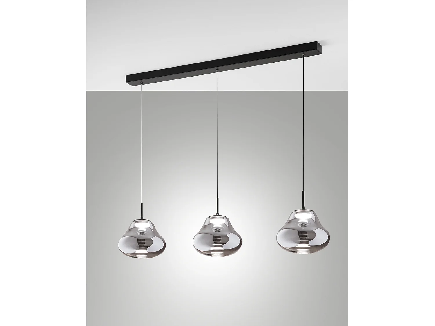 Deva Sospensione Fume 3 Luci Nero Design Moderno Alta Qualità Collezione DEVA