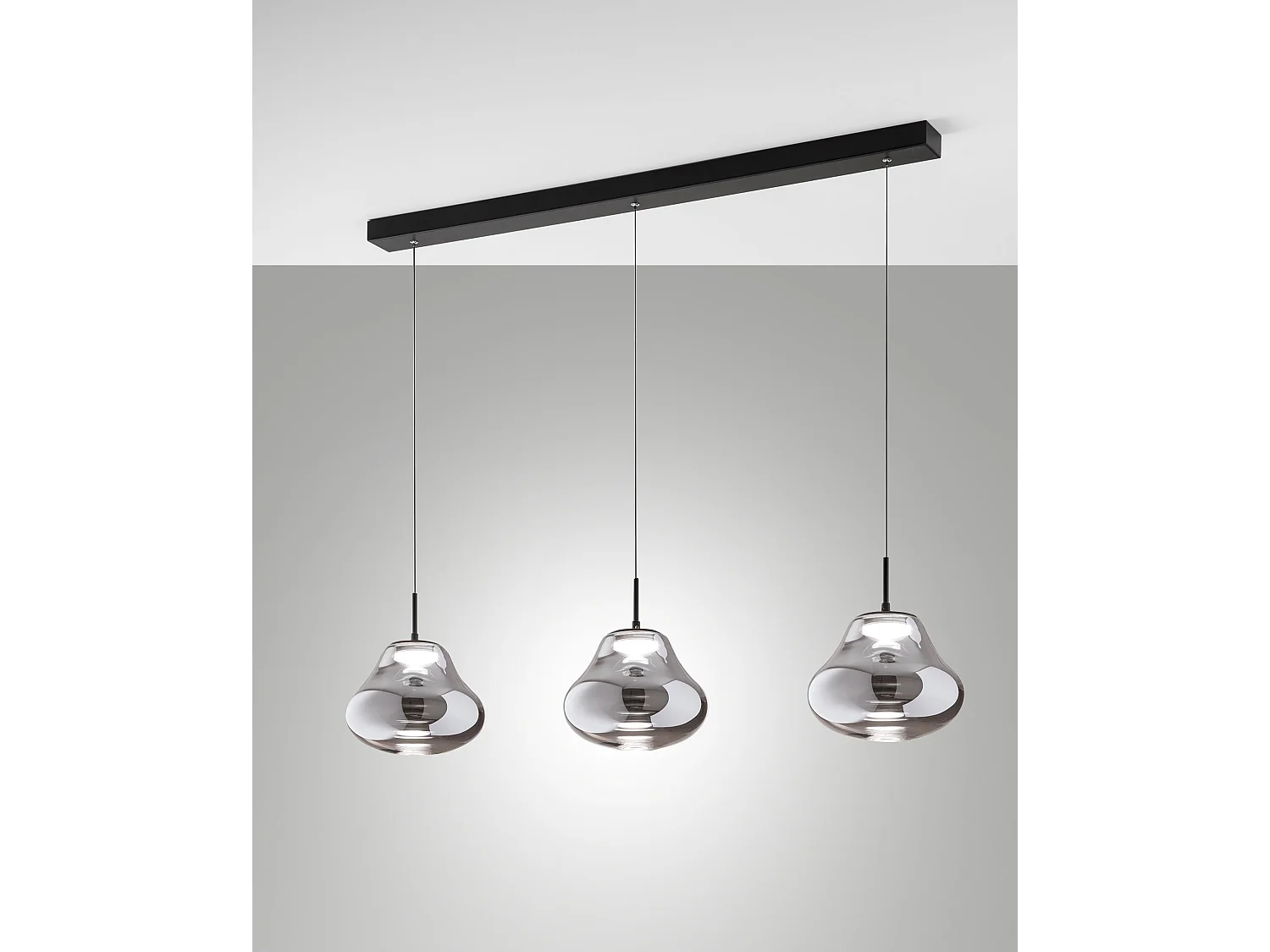 Suspension Led Deva 42 W À Température De Couleur Variable, Structure En Métal Et Verre Borosilicate Fumé, Ip20 - Collection Deva