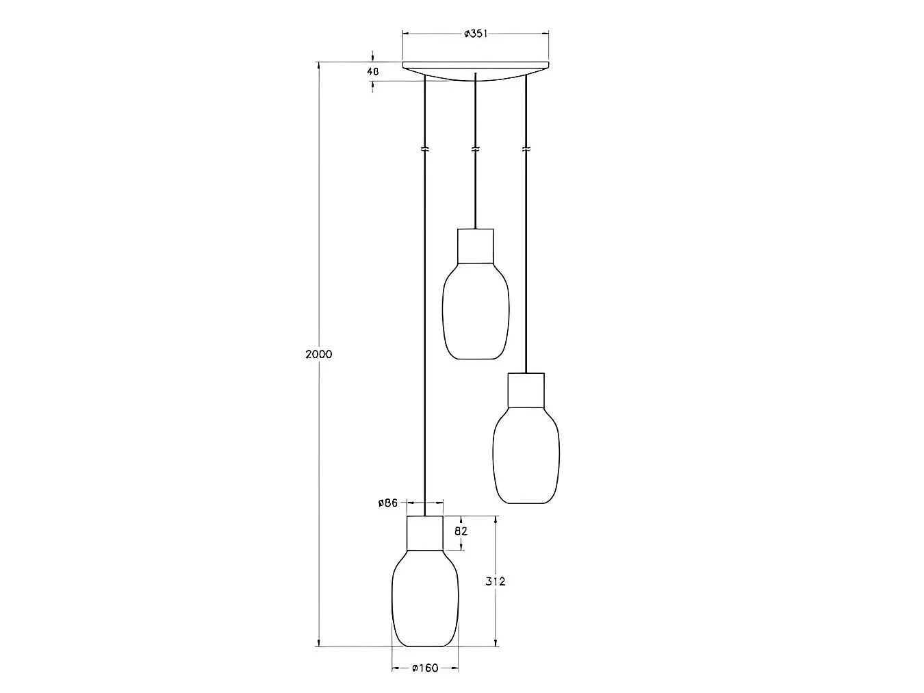 Lapo Sospensione Cognac 3 Luci Tonda