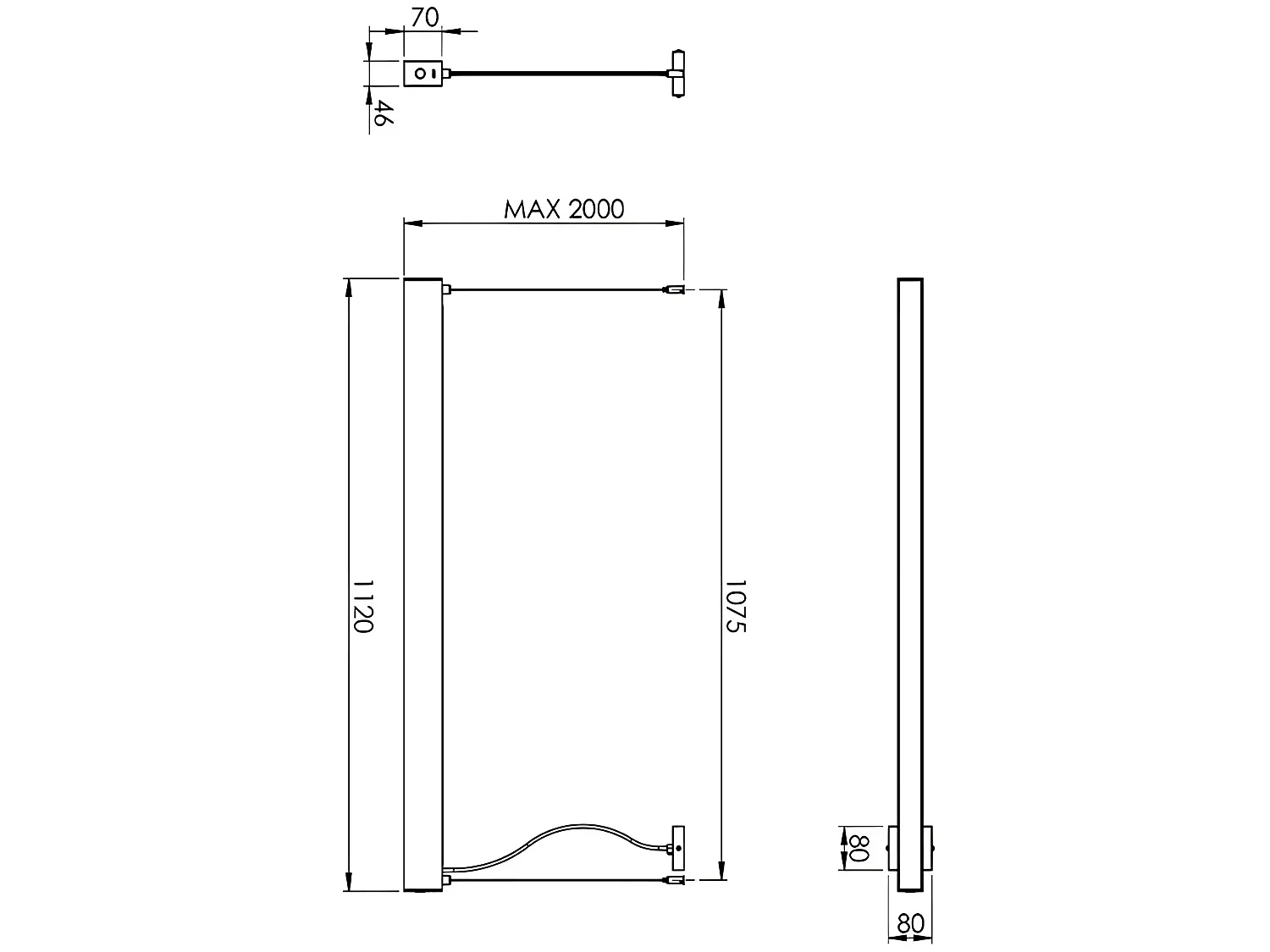 Next hanglamp in zwart metaal en polycarbonaat, 45W LED 5460lm 3000K, in hoogte verstelbaar tot 2000 mm, IP20 Klasse 1
