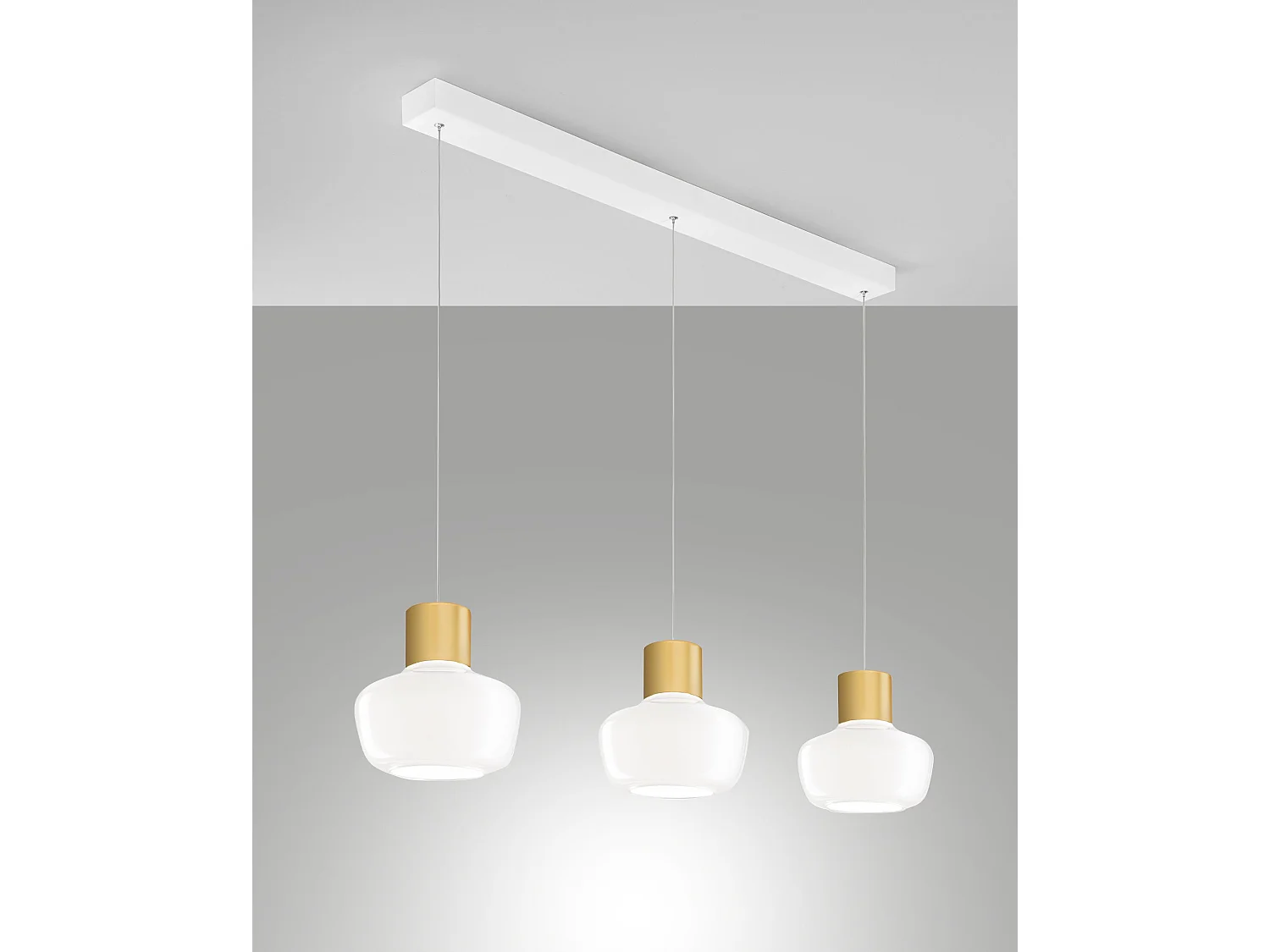 Candeeiro de Suspensão Kino LED 36W 3900lm 3000K Regulável com Intensidade, Estrutura em Metal e Vidro Borossilicato Branco - IP20 Classe 1