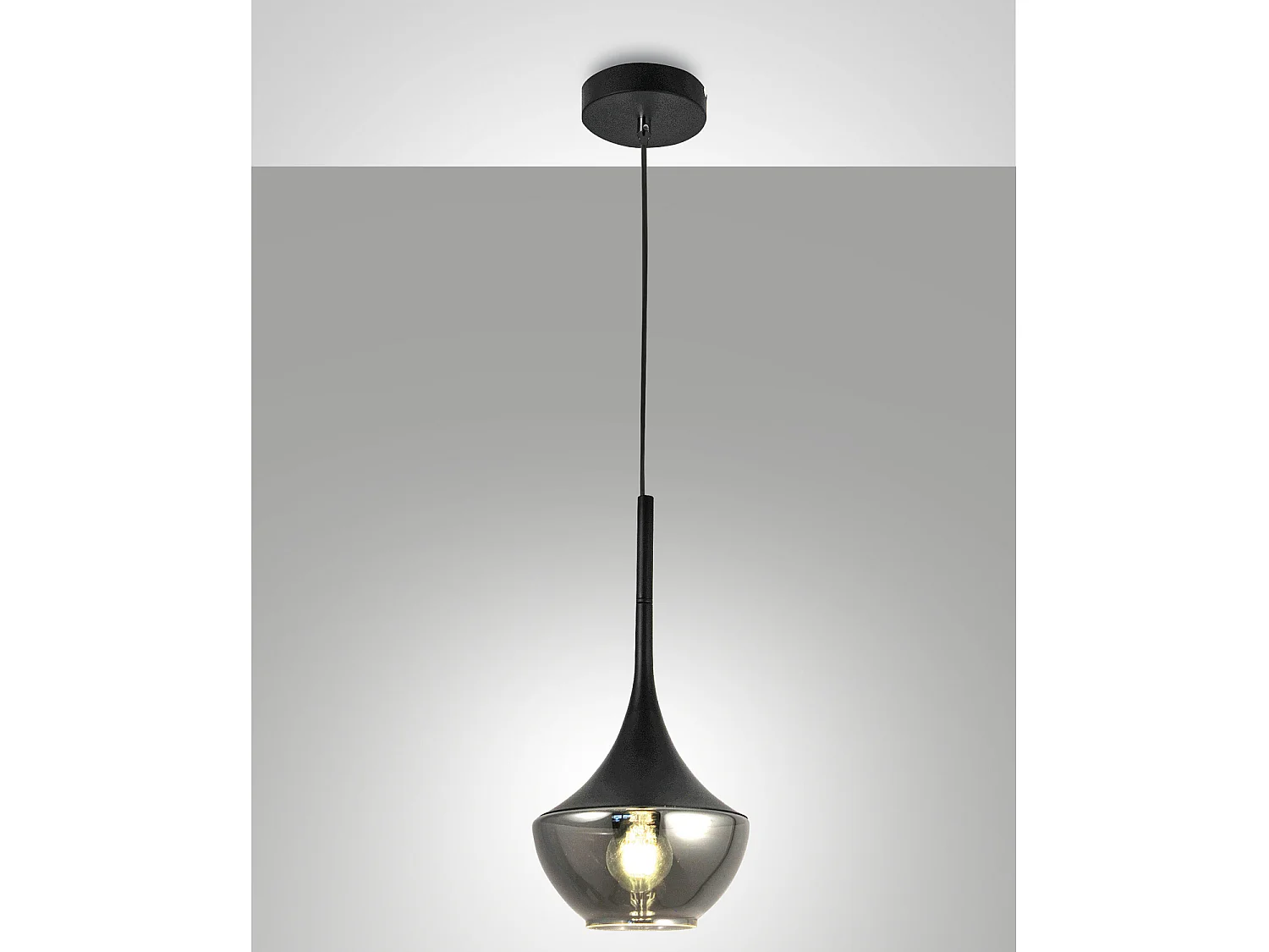 Lampada Sospensione Apollo Nera 1 Luce Design Moderno Altezza Regolabile Fabas