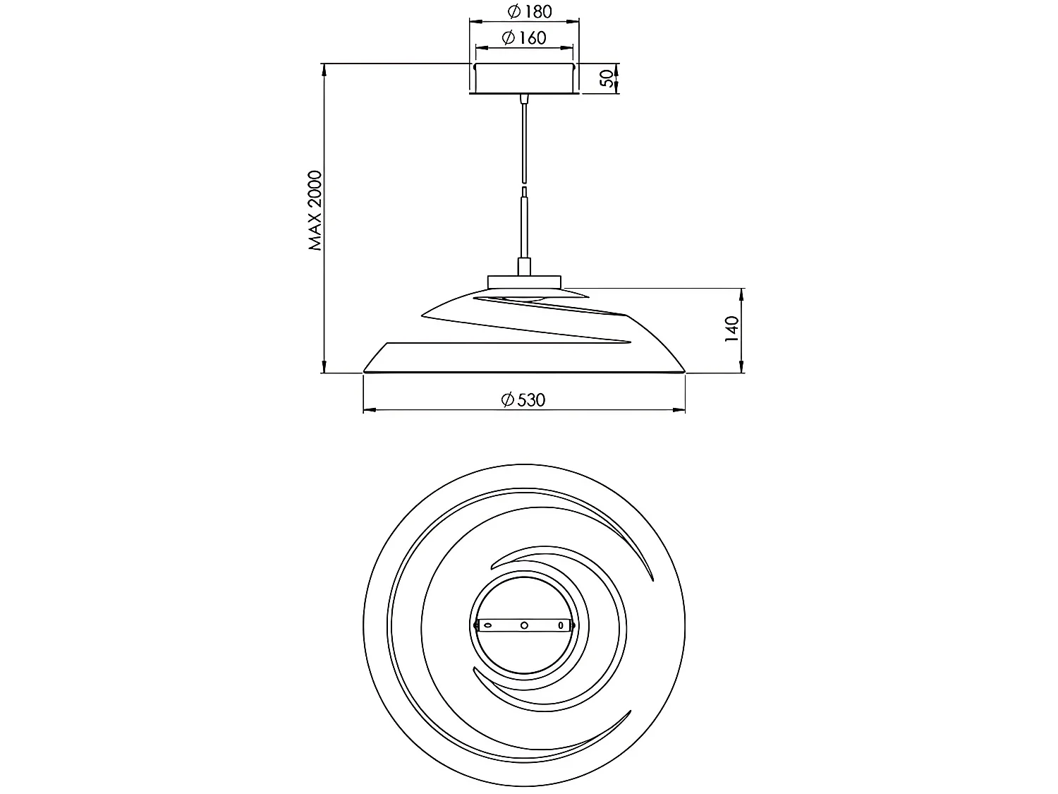 Candeeiro de suspensão Aragon em metal e vidro branco, LED integrado de 18W, 3000K, regulável por corte de fase, diâmetro 530mm, Classe 1, IP20
