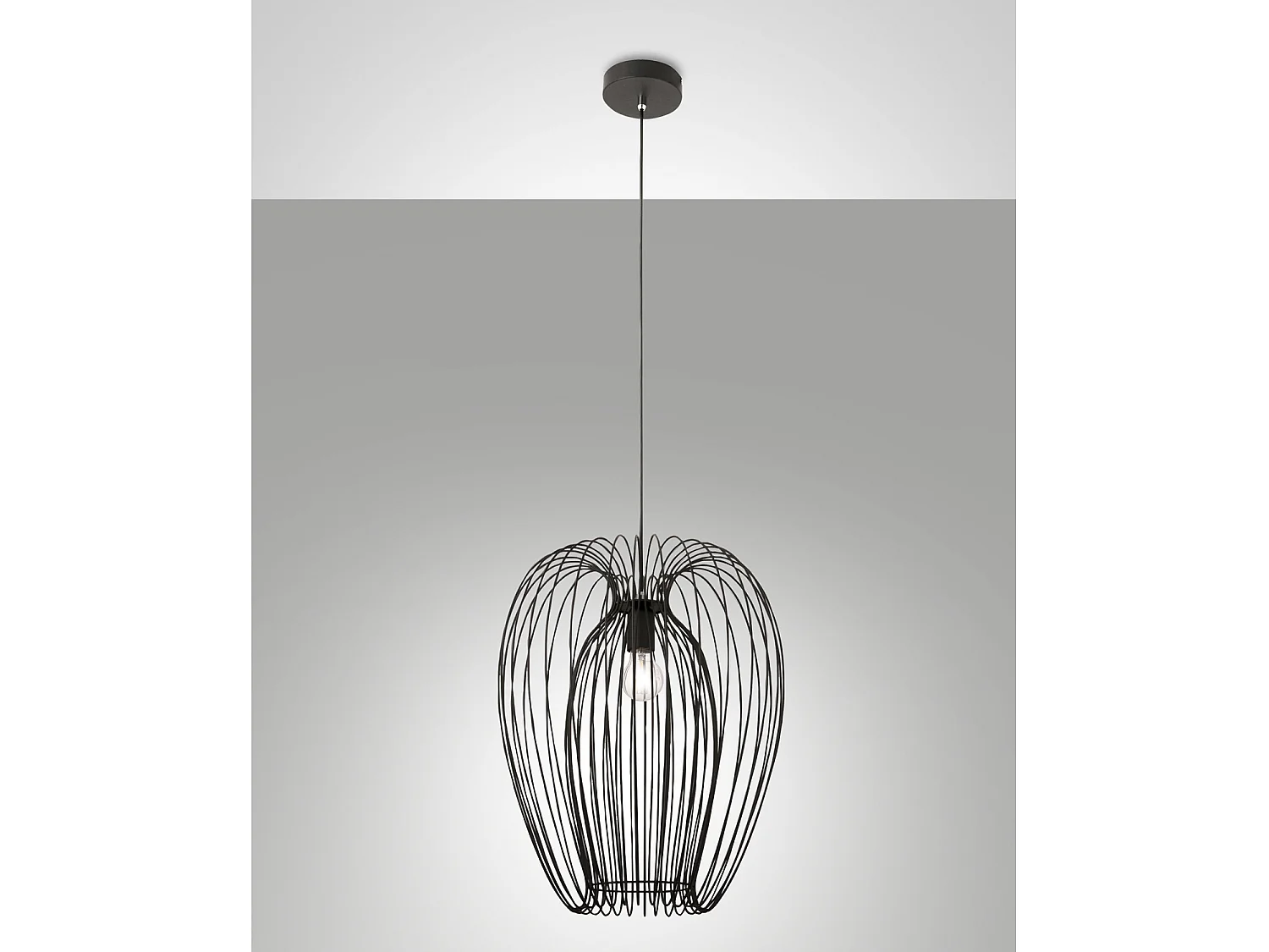 Camp Sospensione Nera D.400 Collezione CAMP Design Moderno Unica E27 Regolabile