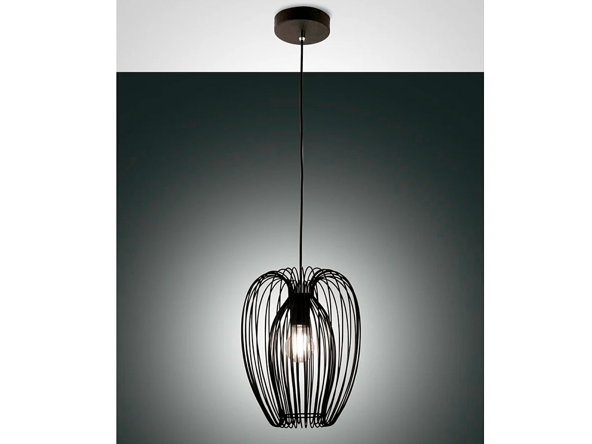 Camp Sospensione Nera D.400 Collezione CAMP Design Moderno Unica E27 Regolabile
