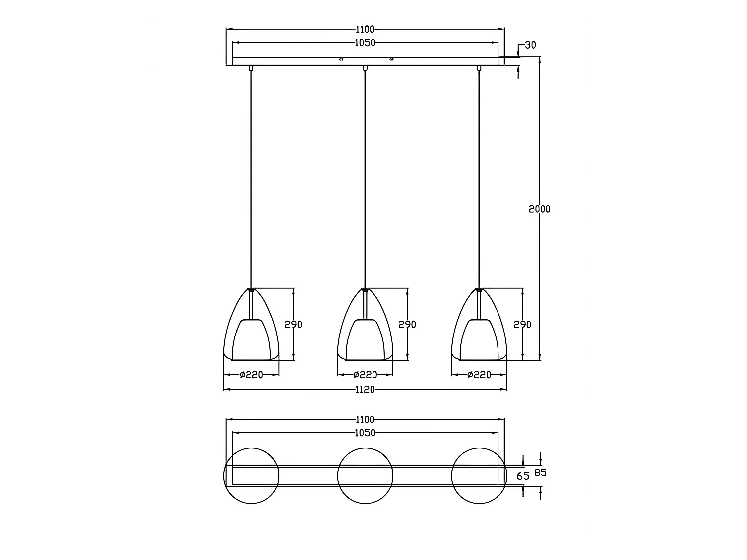 Suspension Britton En Métal Et Verre Borosilicate, Coloris Fumé, Douille E27 3X40W, Design Moderne Et Élégant Pour L'Intérieur, Ip20