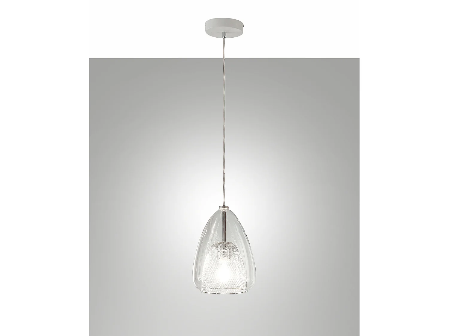 Lampadario Britton Sospensione Trasparente D.220 in Metallo Vetro Collezione BRITTON