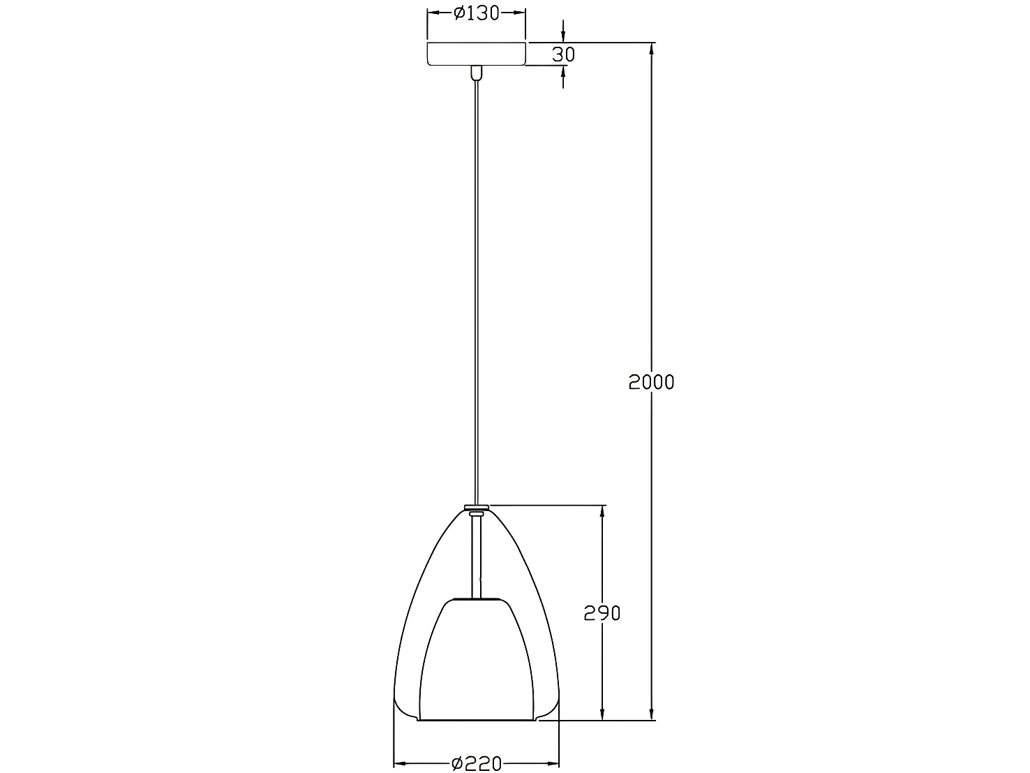 Britton hanglamp van metaal en transparant borosilicaatglas, modern design, E27 fitting, diameter 22 cm, isolatieklasse 1