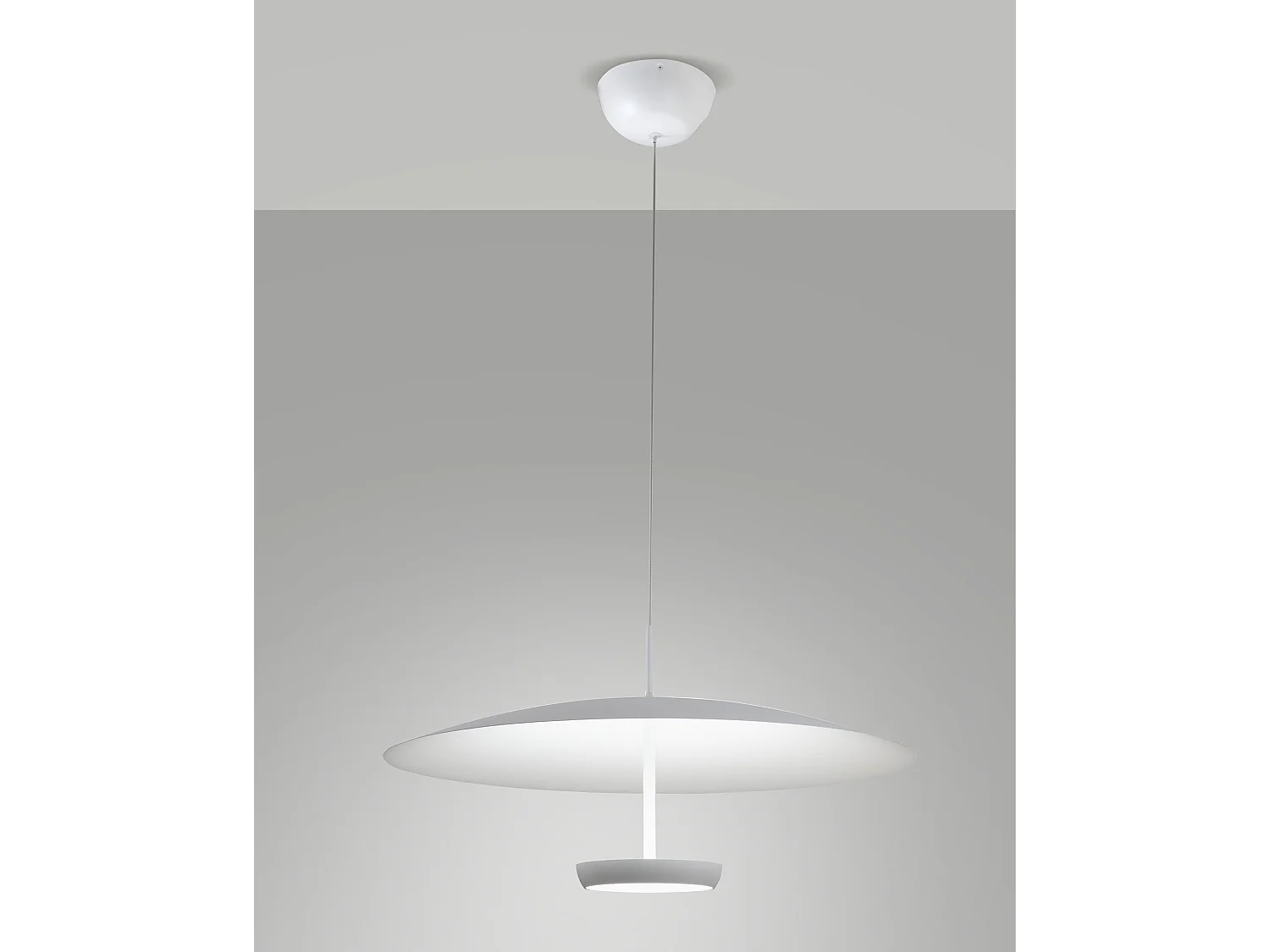 Candeeiro de Suspensão Moderno Yuko LED 40W 3200lm 3000K Regulável por Passos, Estrutura Robusta em Metal e Metacrilato Cor Branco - Design Yuko