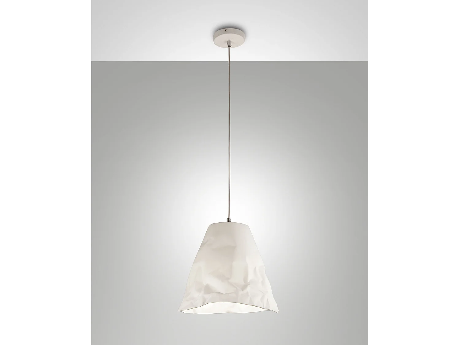 Crumple Sospensione Bianca Fabas Collezione CRUMPLE Stile Metallo Porcellana 1 Luce