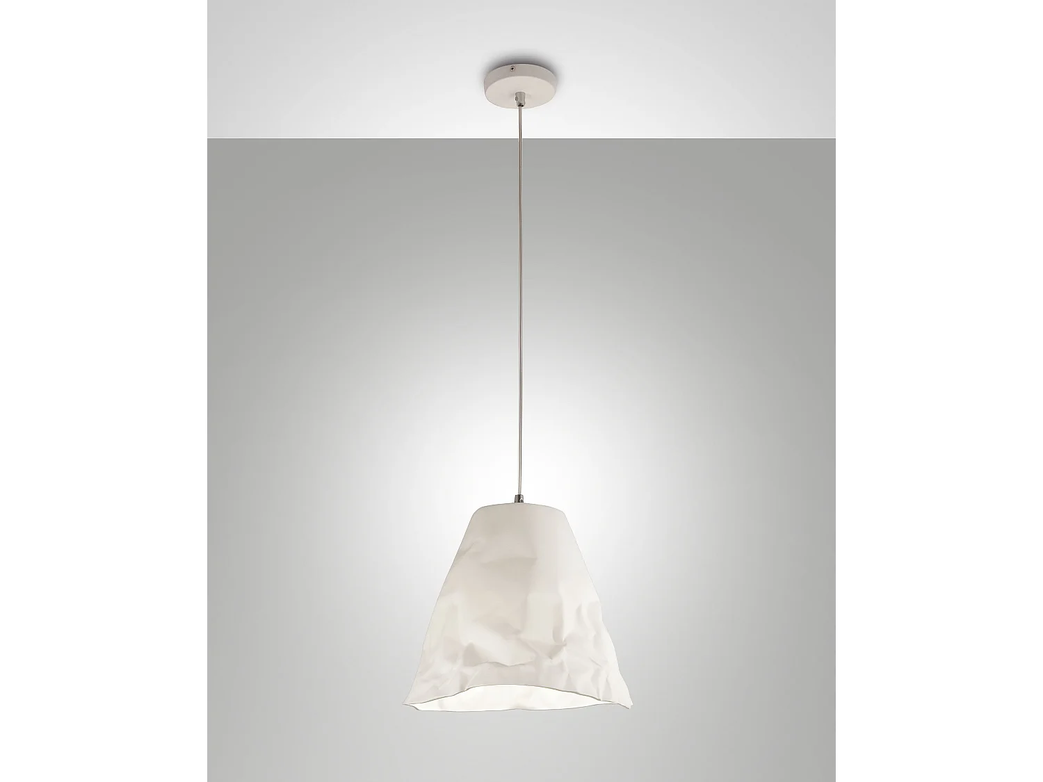 Candeeiro de Suspensão Crumple em Cerâmica e Metal Branco, Casquilho E27, Design Elegante e Moderno, Ideal para a Iluminação de Interiores