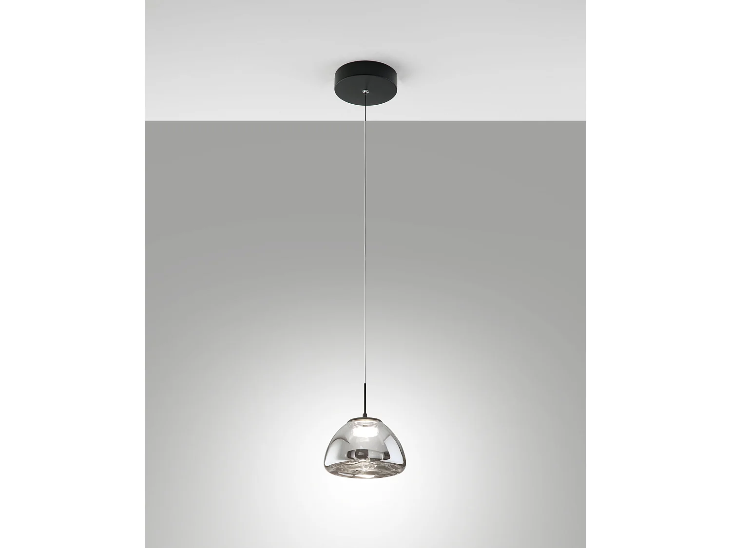 Suspension Lucille En Métal Et Verre Borosilicate Fumé, Led 8 W À Intensité Variable, Température De Couleur 2700 K/3000 K/4000 K, Ø 16 Cm - Lucille