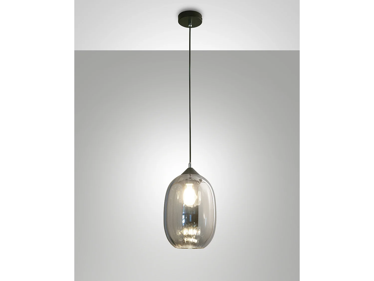 Suspension Infinity 200 Mm En Verre Soufflé Fumé Avec Structure Métallique - Design Moderne Et Élégant Pour L'Éclairage Intérieur