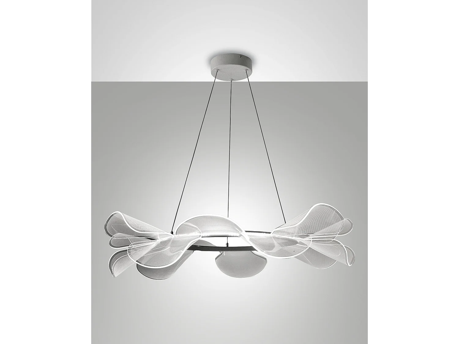 Sylvie Candeeiro de Suspensão LED 40W 5500lm 3000K Branco - Estrutura em Metal e Metacrilato, Regulável por Corte de Fase, Diâmetro 72cm