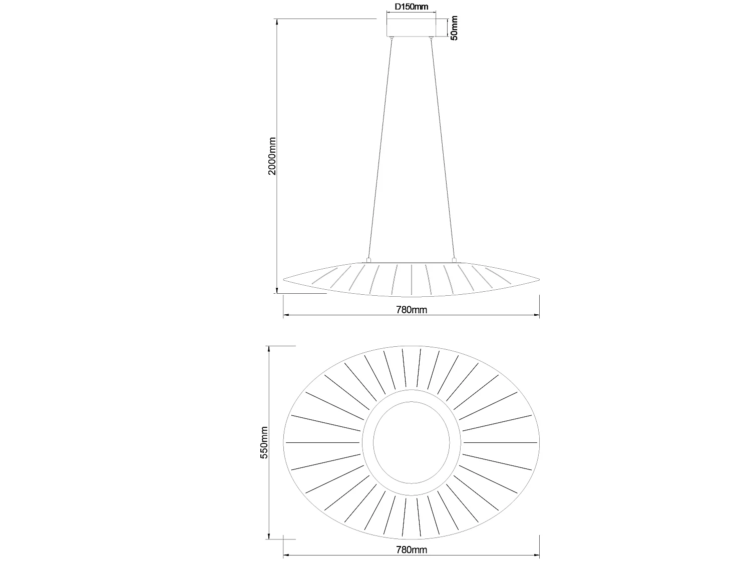 Vela Sospensione Bianca L.780X550Mm.