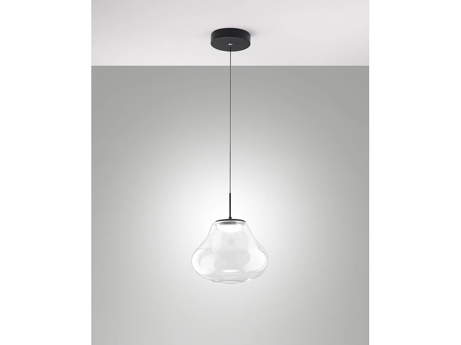 Deva Sospensione Trasparente Metallo e Vetro Collezione DEVA Nero Singola Luce