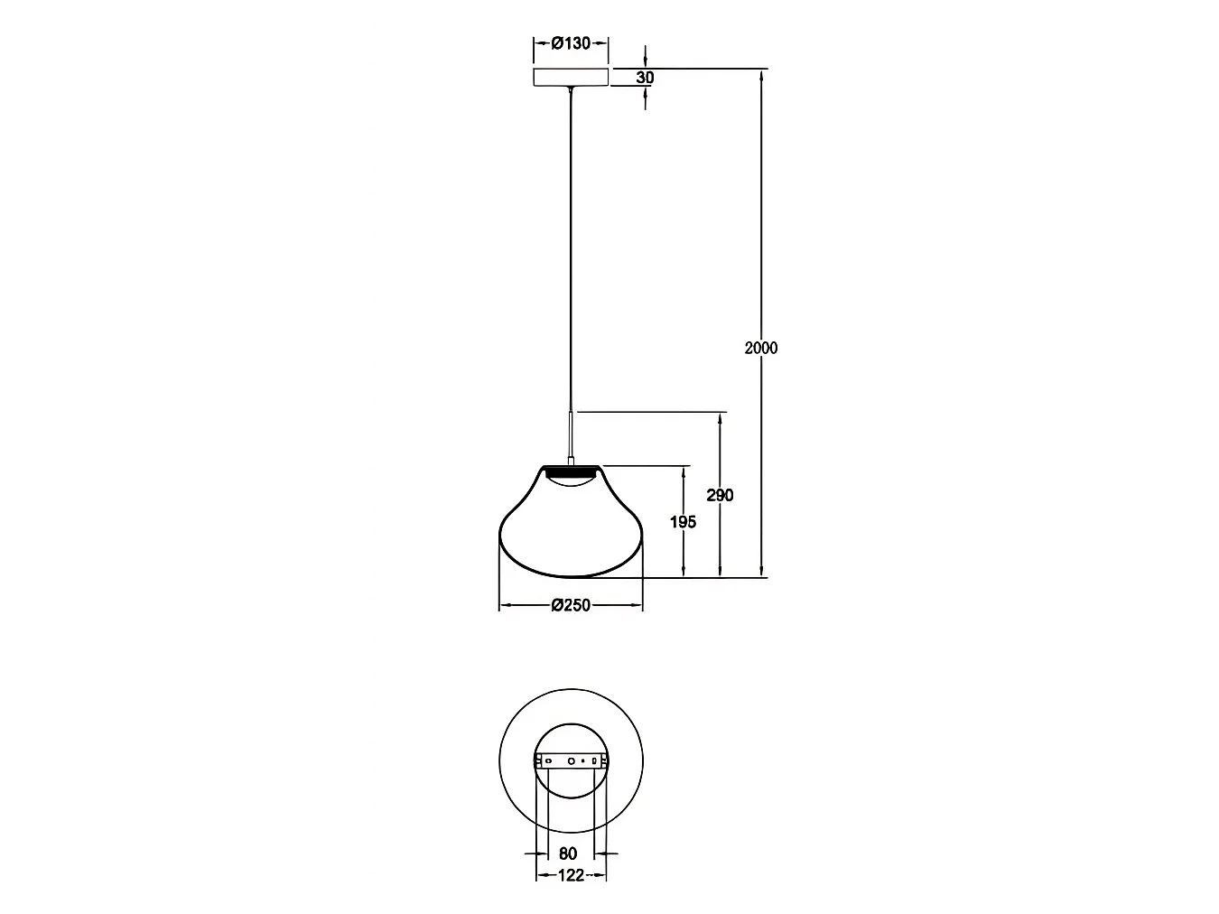 Deva hanglamp Ø250mm transparant, 14W LED 1510lm CCT dimbaar, structuur van metaal en borosilicaatglas - Deva