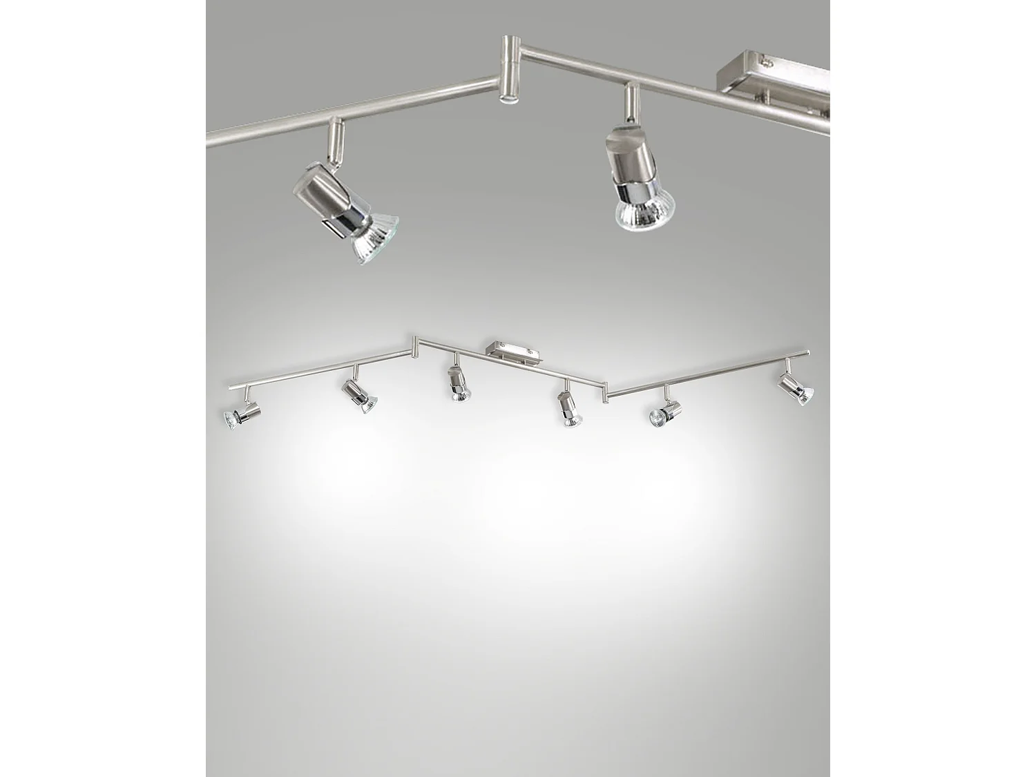Spot Alice En Métal Finition Nickel Satiné Pour Intérieur, 6 Ampoules Gu10 Max. 15 W, Design Élégant Et Moderne, Code 2554-86-178